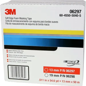 3M 13mm X 50m Soft Edge Foam Masking Tape (6297)