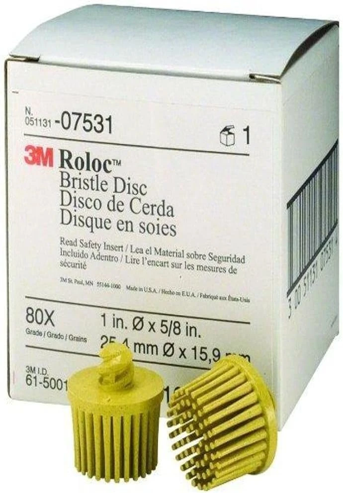 3M 1" 80+Grit Yellow Scotch-Brite Roloc Bristle Disc (7531)