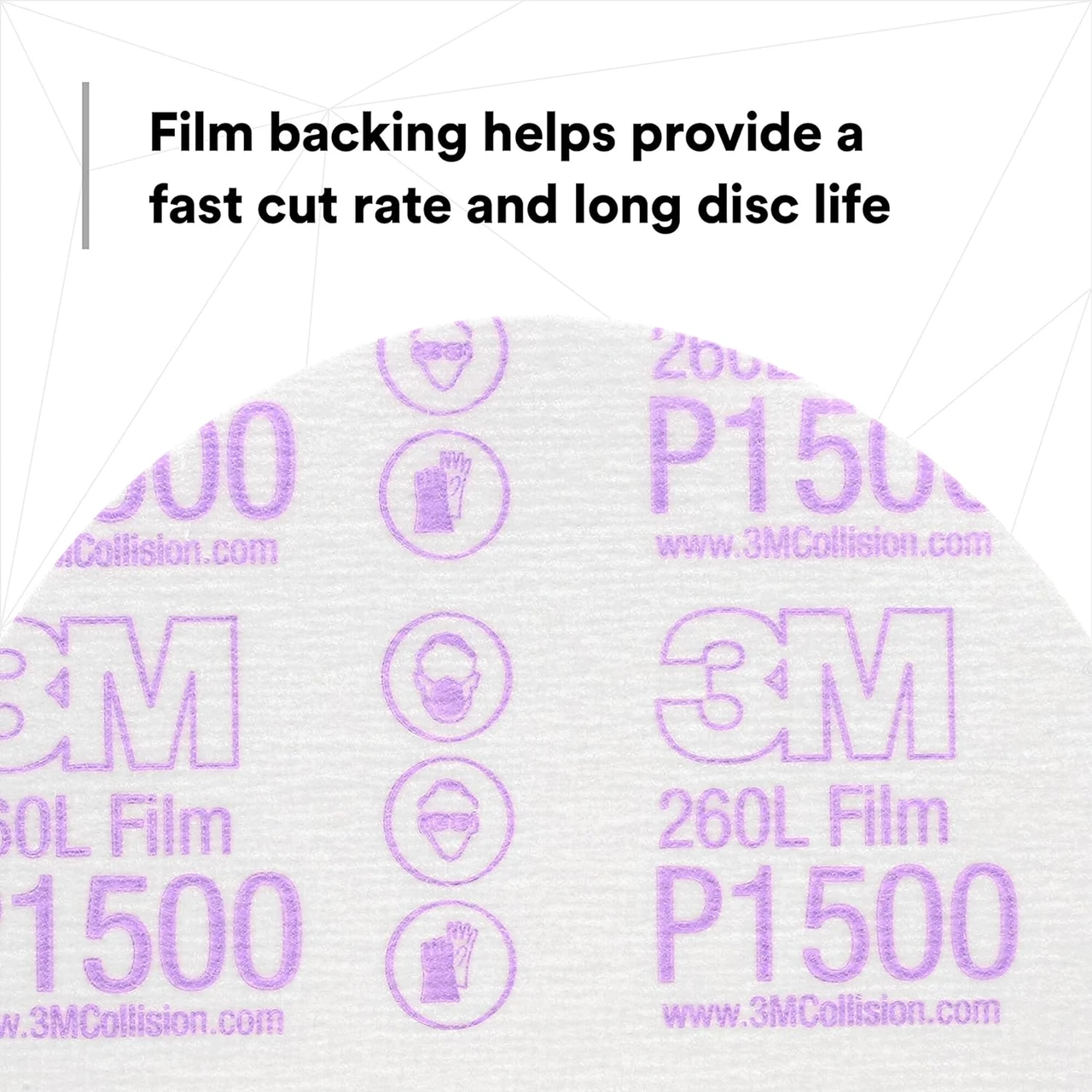 3M 6" P1500 Hookit Finishing Film Abrasive Disc 260L (950) — product image 6