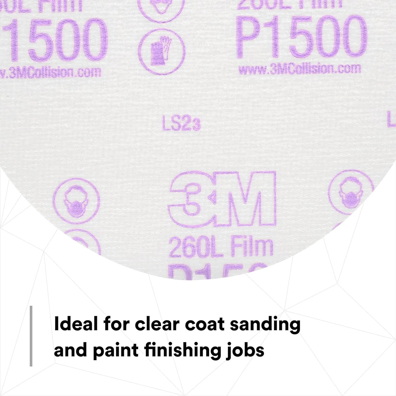 3M 6" P1500 Hookit Finishing Film Abrasive Disc 260L (950) — product image 8