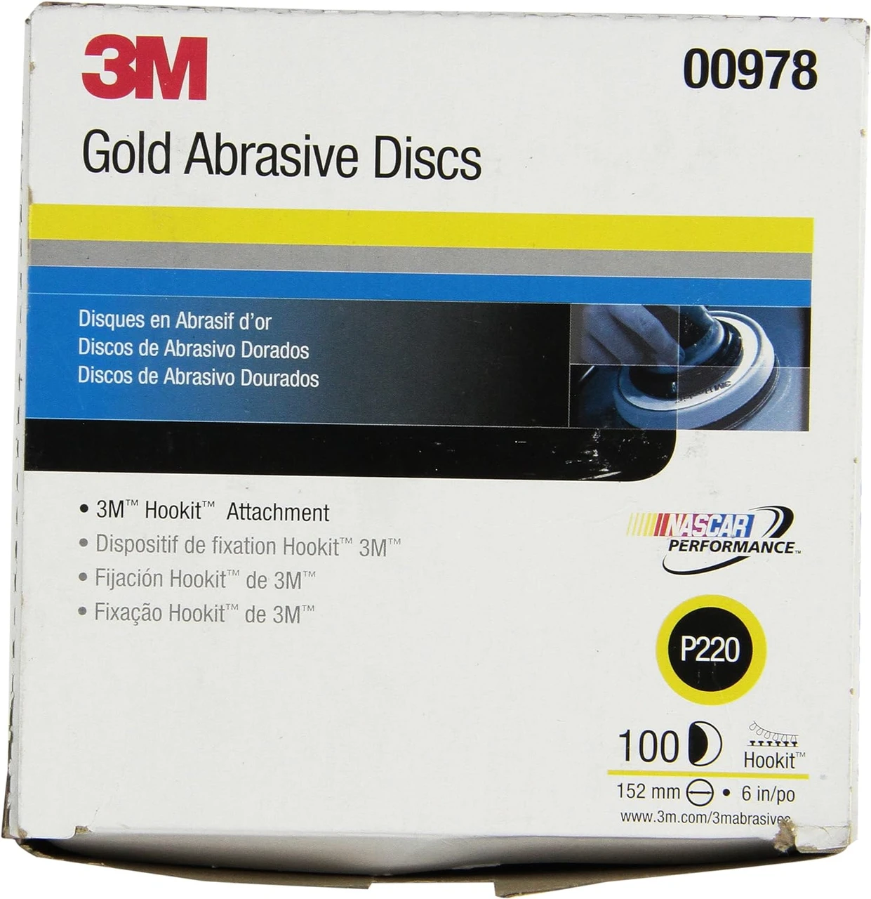 3M 6" P220A Hookit Gold Disc 216U (978)