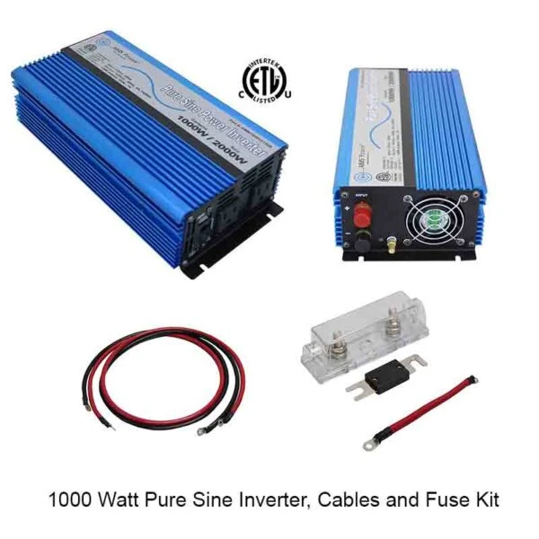 Aims Power 1000 Watt Pure Sine Power Inverter Kit (KITPWRI100012S)