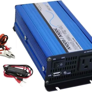 AIMS Power 300 Watt Pure Sine Inverter with Cables (PWRI30012S)