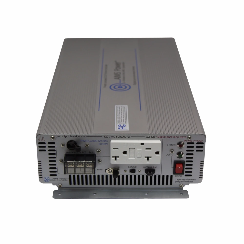 AIMS Power 2000 Watt Pure Sine Power Inverter 12V (PWRIG200012120S)