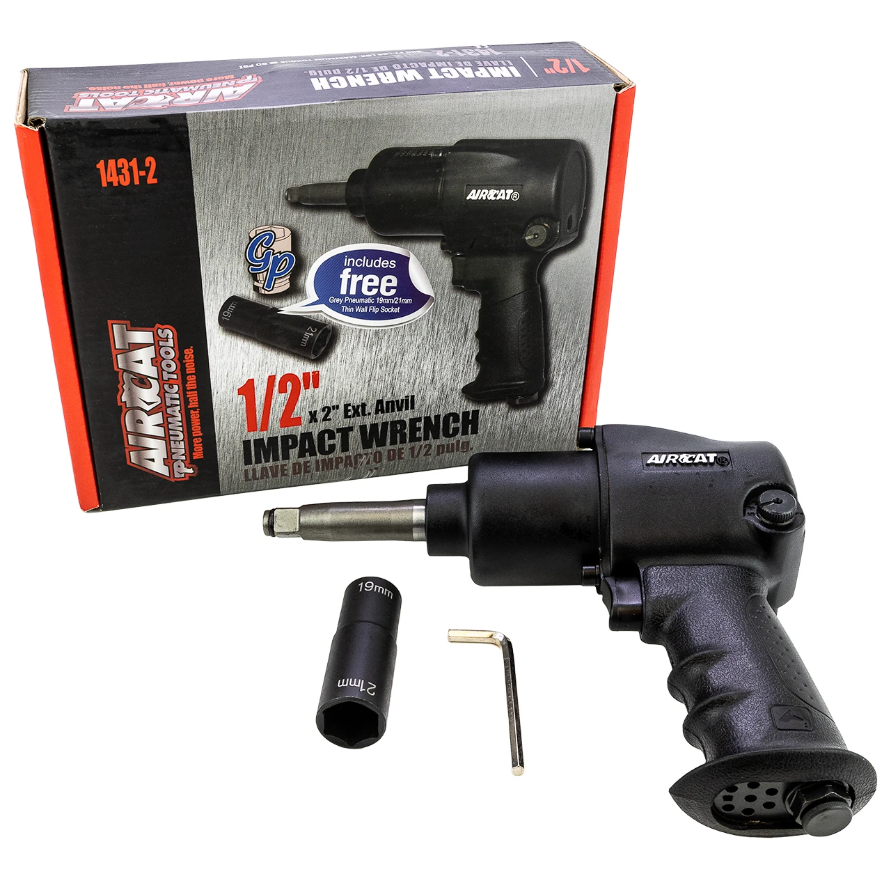 Aircat 1/2" Impact Wrench with 2" Extended Anvil (1431-2) — product image 5