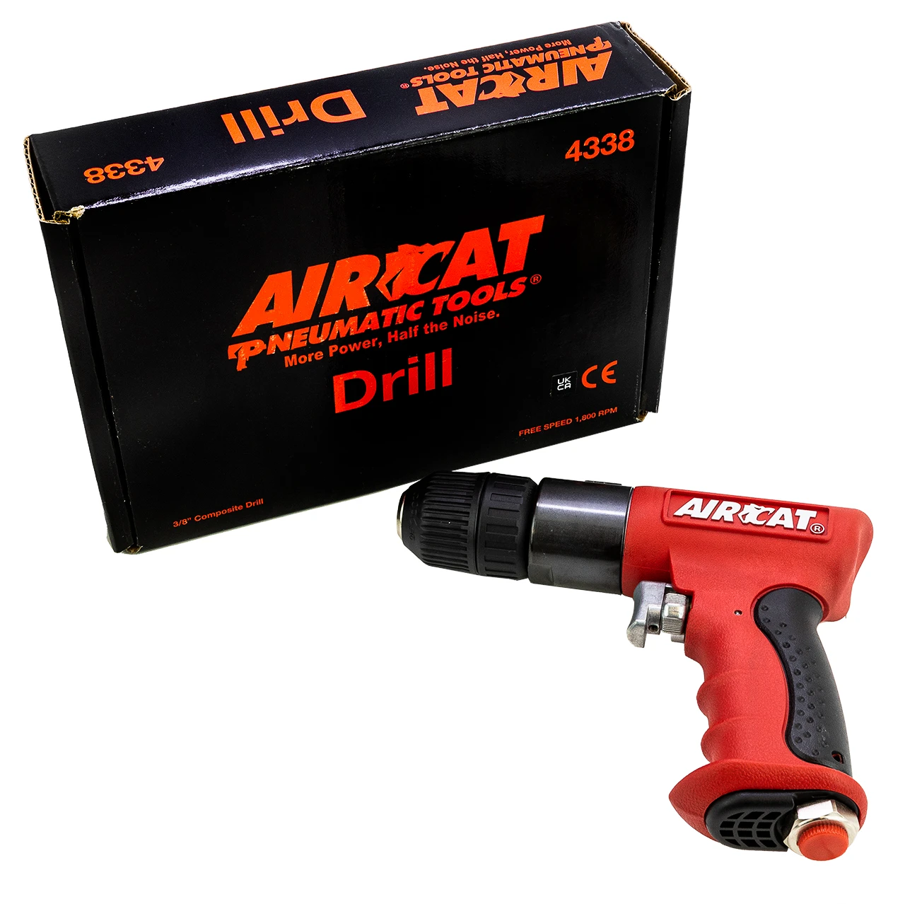 Aircat 4338 3/8 Inch Red Composite Reversible Power Drill (4338) — product image 4