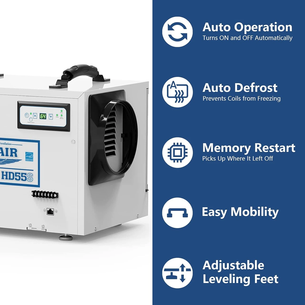 Alor Air Solutions Sentinel HD55 White Crawl Space Dehumidifier (AABO1LWA8137) — product image 3