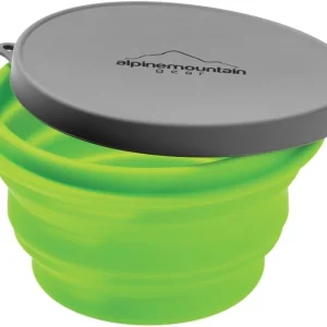 Alpine Mountain Gear Collapsible Silicone Container w/Lid - Med. Green (AMGCSB-M)