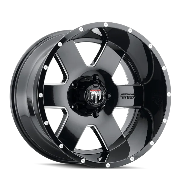 American Truxx Armor AT155 Gloss Black Milled Wheels