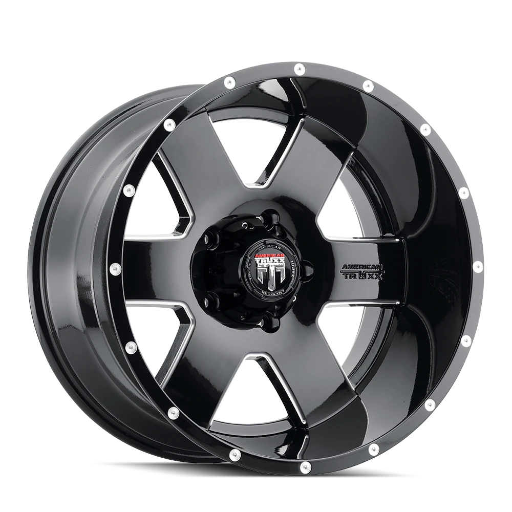 American Truxx Armor AT155 Gloss Black Milled Wheels
