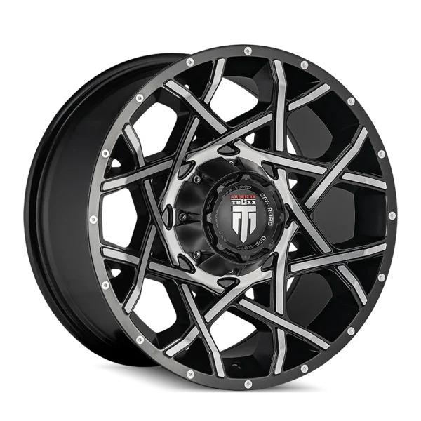 American Truxx Gridlock AT1901 Gloss Black Machined Face Wheel (AT1901-2281BM-44)