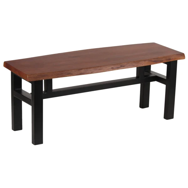 AmeriHome AWLEB46B Acacia Live Edge 46 inch Bench - Black