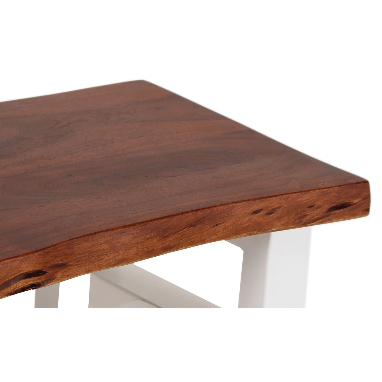 AmeriHome AWLEB46W Acacia Live Edge 46 inch Bench - White — product image 4