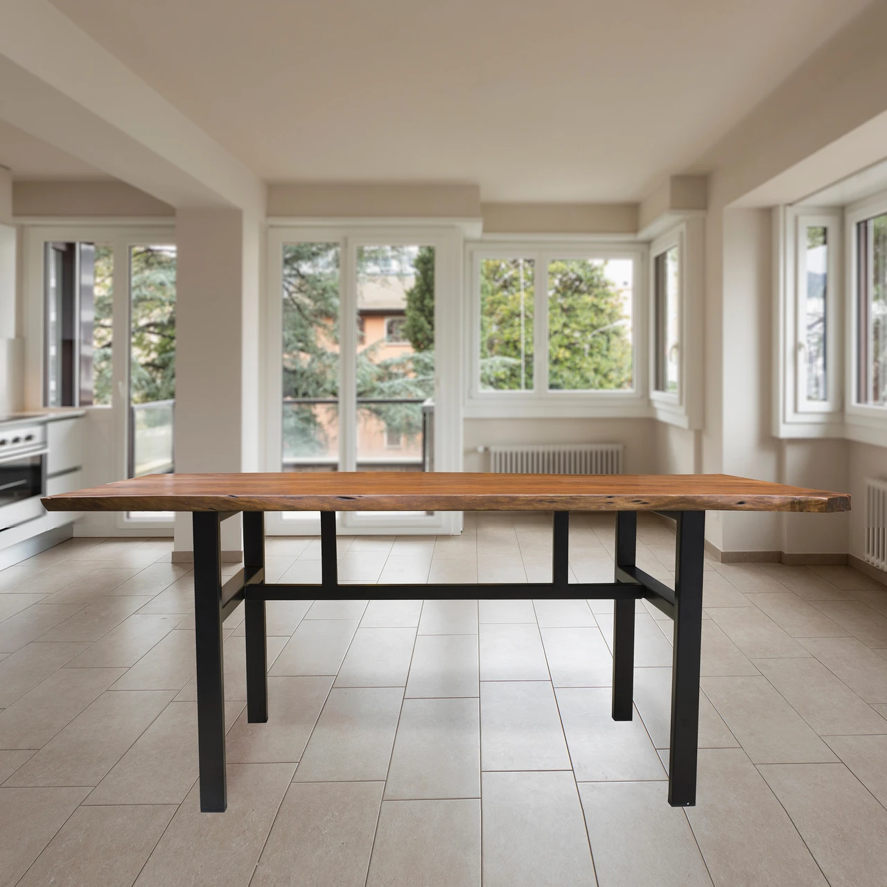 AmeriHome AWLEDT71B Acacia Live Edge Trestle Dining Table — product image 2