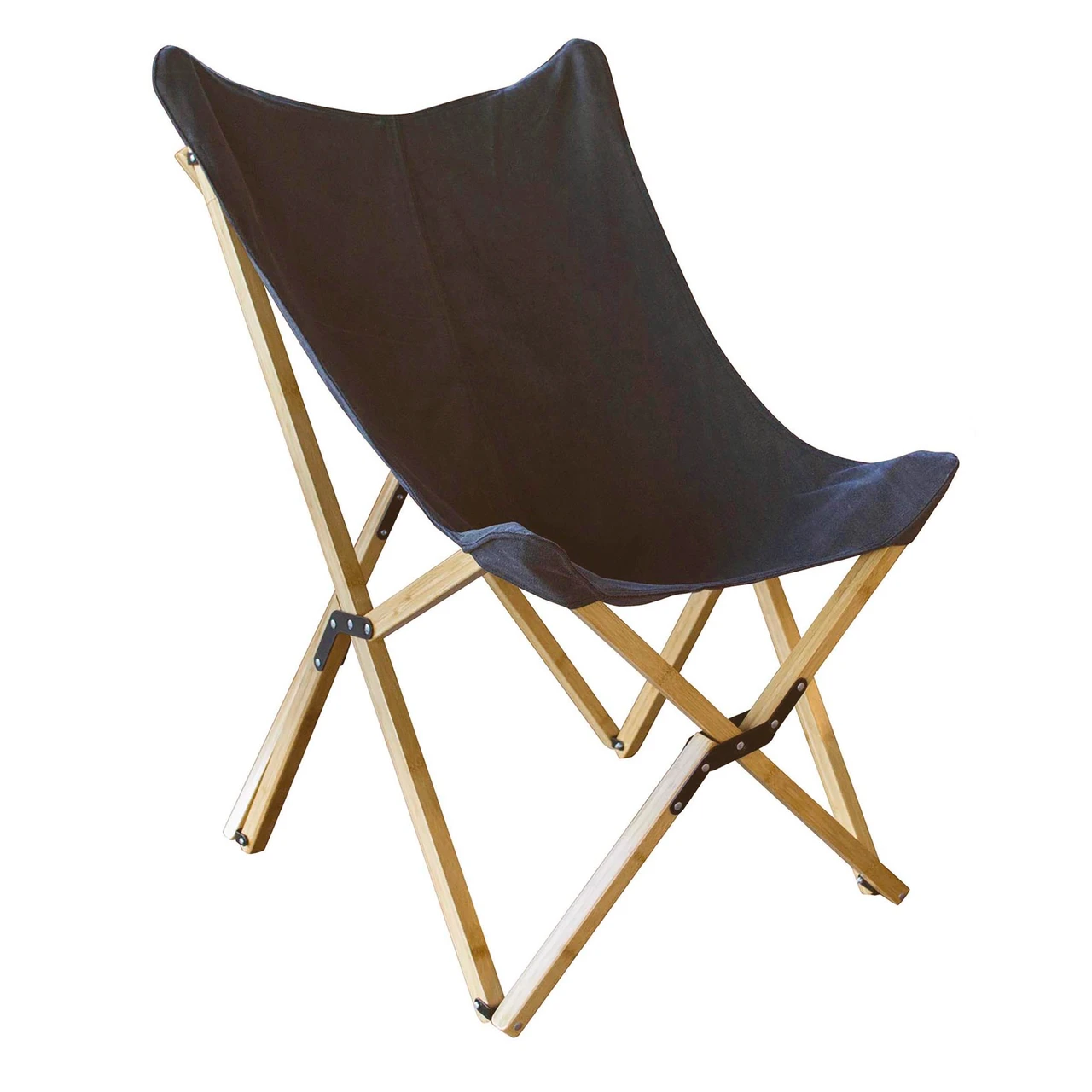 AmeriHome Black Canvas and Bamboo Butterfly Chair (BFCBCBLK)