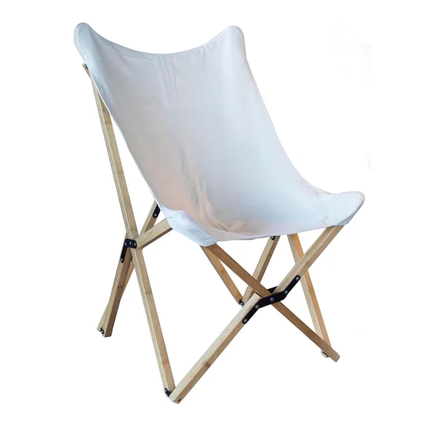 AmeriHome Canvas and Bamboo Butterfly Chair - White (BFCBCW)