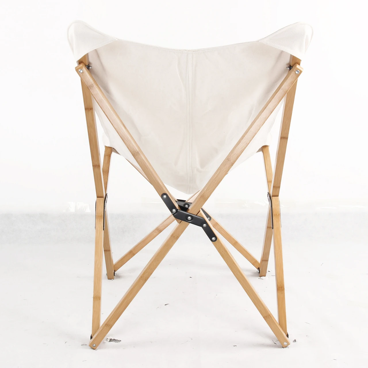AmeriHome Canvas and Bamboo Butterfly Chair - White (BFCBCW) — product image 4