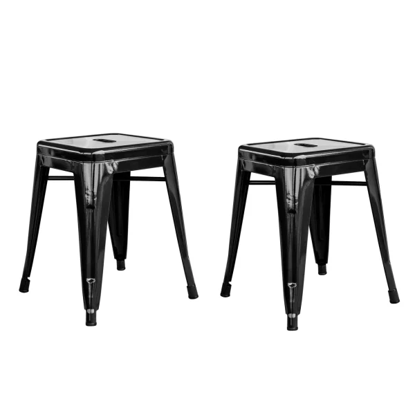 AmeriHome BS18BLK Loft Black 18 Inch Metal Bar Stool - 2 Piece