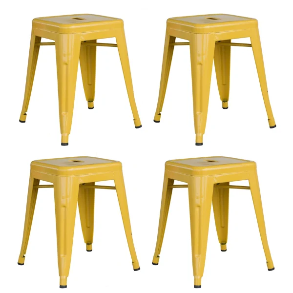 AmeriHome BS18GOLDSET Loft Gold 18 Inch Metal Bar Stool - 4 Piece