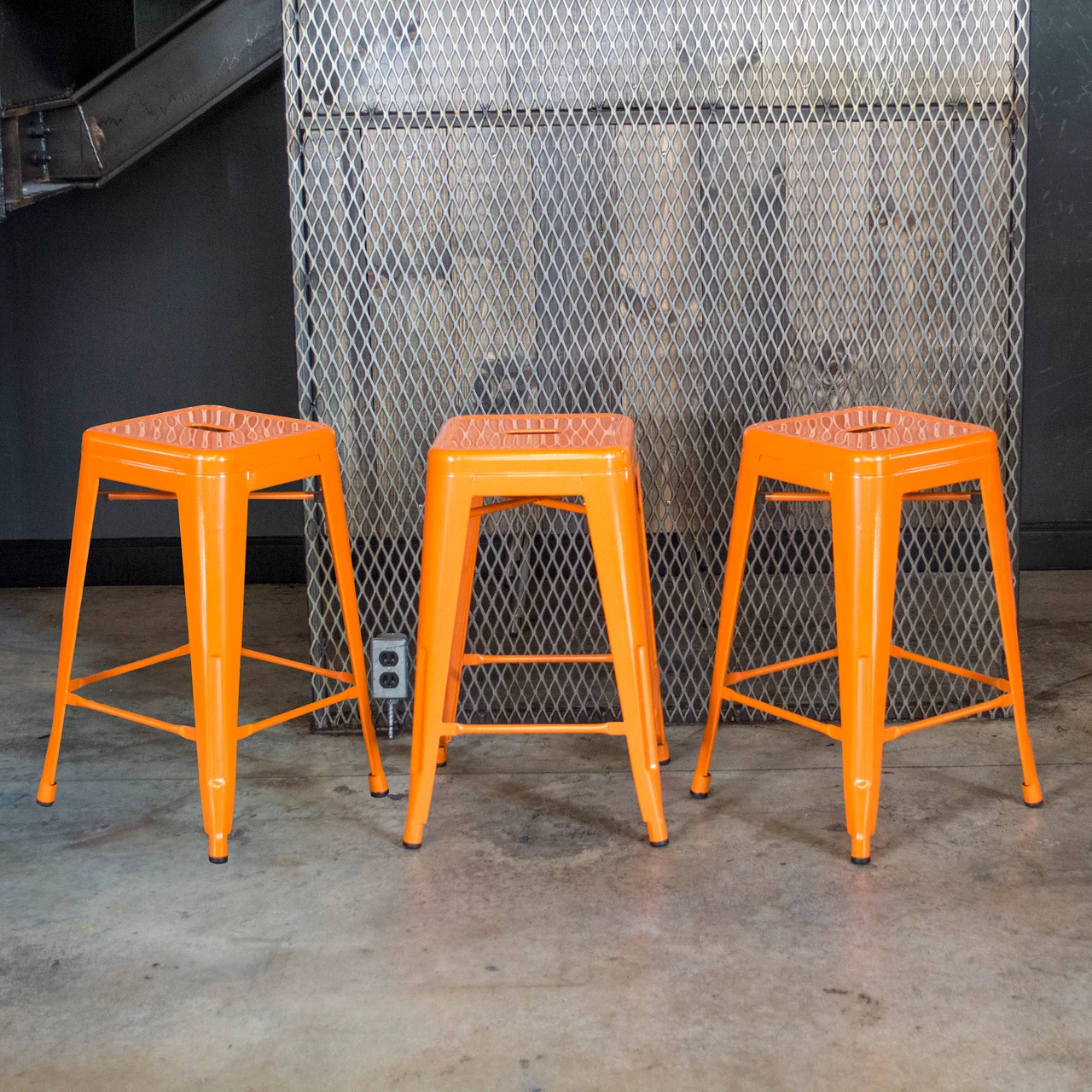 AmeriHome BS24ORNG3 Loft Orange 24 in. Metal Bar Stool - 3 Piece — product image 2