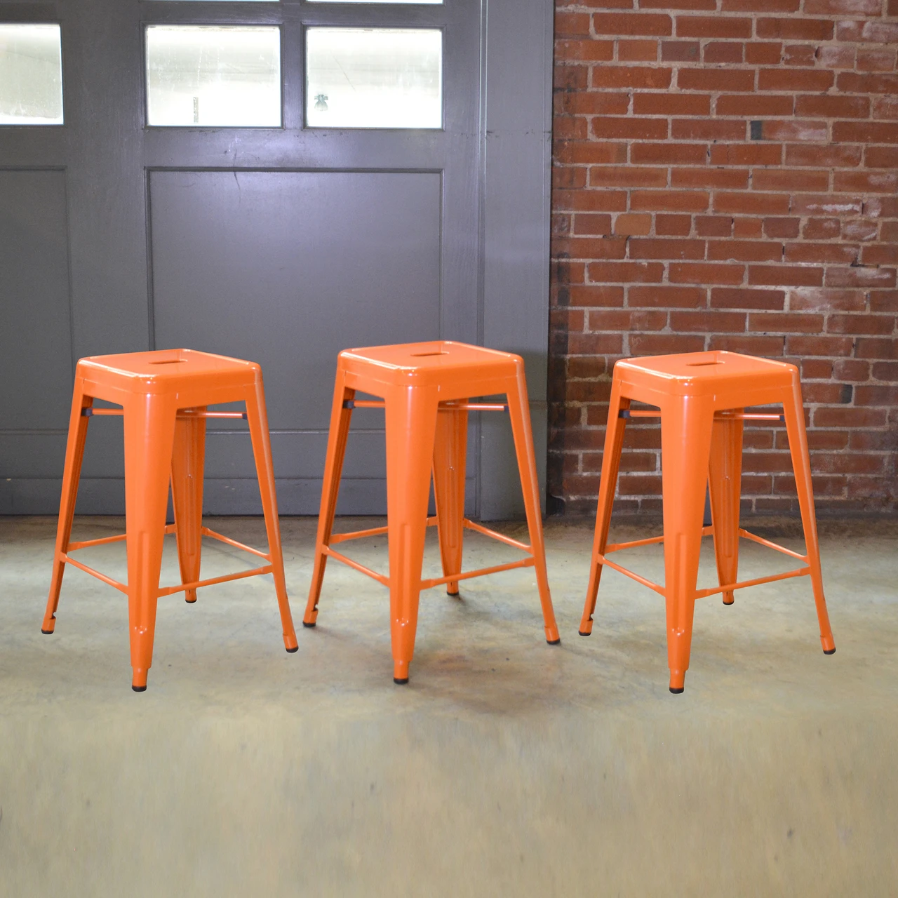 AmeriHome BS24ORNG3 Loft Orange 24 in. Metal Bar Stool - 3 Piece — product image 5