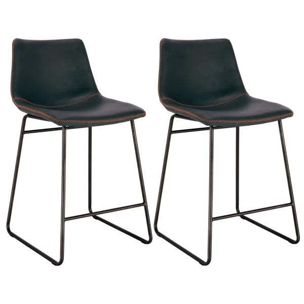AmeriHome BSLC24BSET Classic Faux Leather 24" Counter Height Chair Set - Black