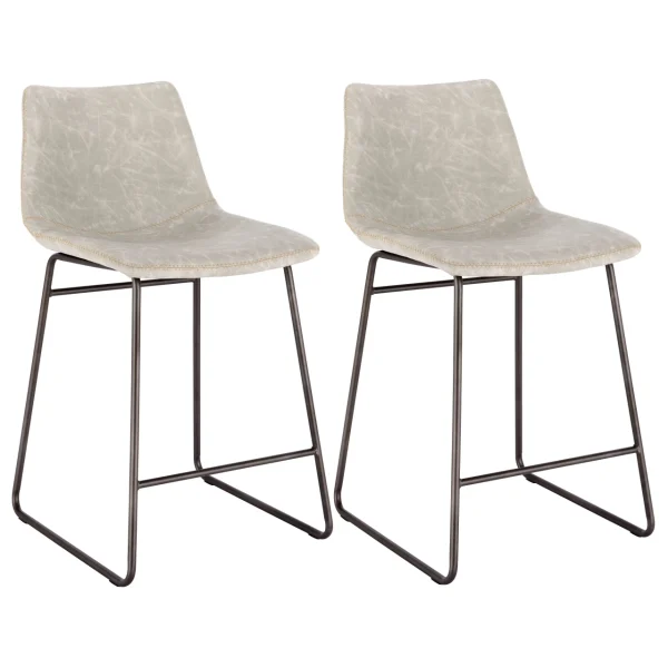 AmeriHome BSLC24GSET Classic Faux Leather 24" Counter Height Chair Set - Stone