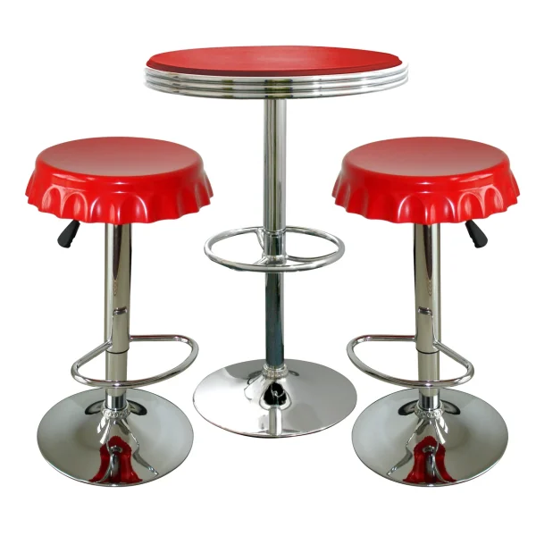 AmeriHome Retro Red Soda Cap Bistro Set (BSSET27)