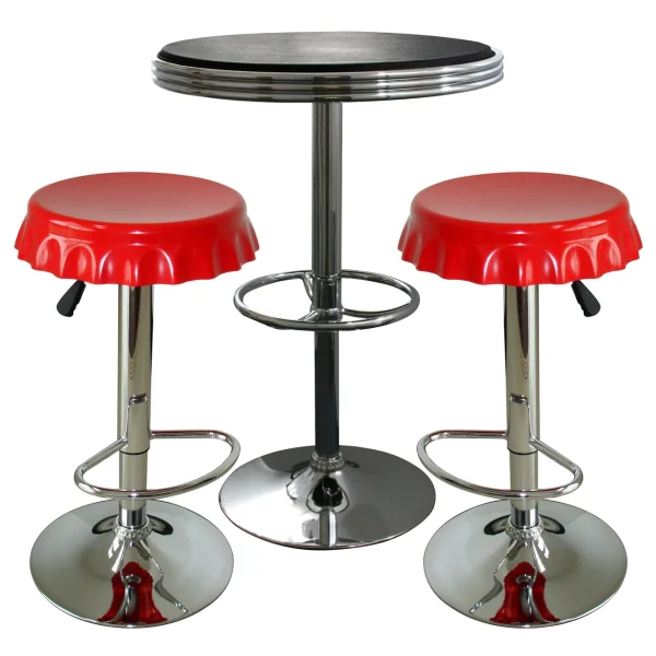 AmeriHome Retro Contrast Soda Cap Bistro Set (BSSET28)