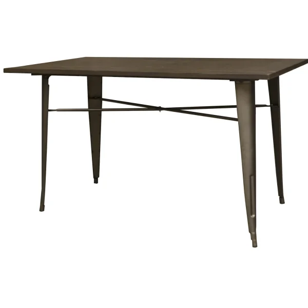 AmeriHome Loft Rustic Gunmetal Metal Dining Table with Wood Top (BTABLE30)