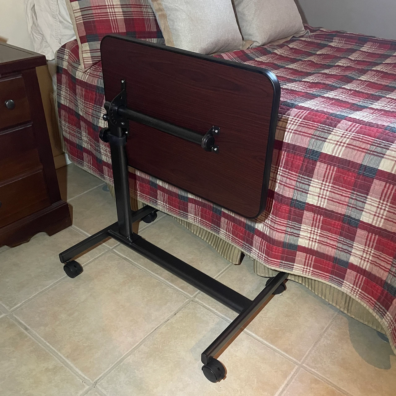 AmeriHome OBT24 Adjustable Height Rolling Over Bed Table 24 x 16 in. — product image 3