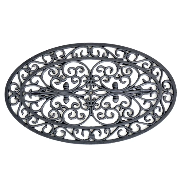 AmeriHome RMATOV Decorative Scrollwork Rubber Mat 18 x 30 in. - Oval Shape