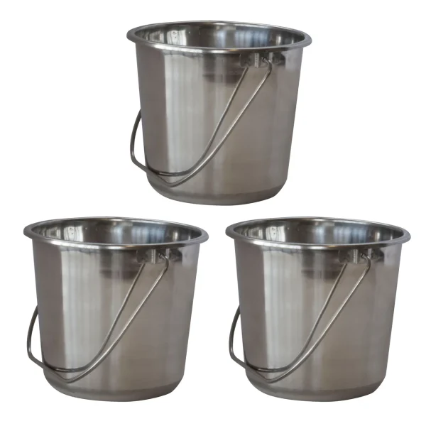 AmeriHome 3-Piece Small Stainless Steel Bucket Set (SSB132SET)