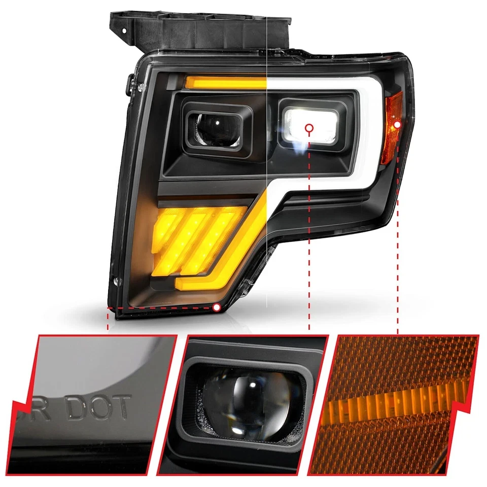 Anzo USA 09-14 F150 Black Halogen Projector Headlights (ANZ111606) — product image 3