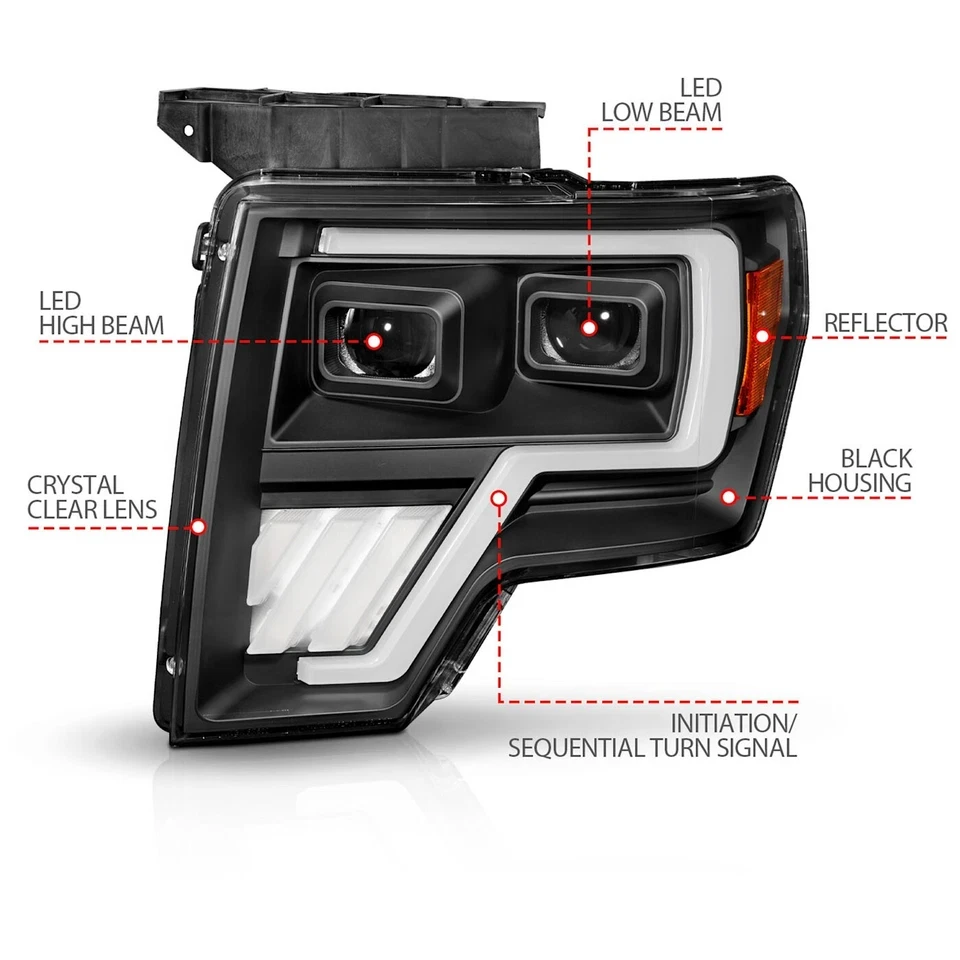 Anzo USA 09-14 F150 Black Halogen Projector Headlights (ANZ111606) — product image 4