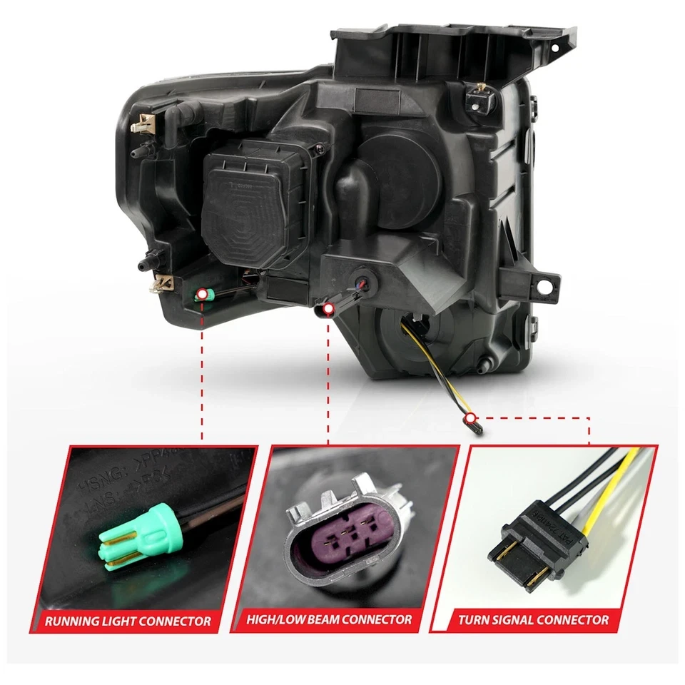 Anzo USA 09-14 F150 Black Halogen Projector Headlights (ANZ111606) — product image 5