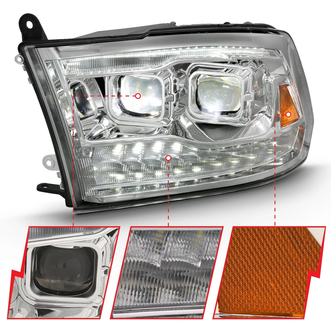 Anzo USA 09-18 RAM 1500/2500/3500 Chrome S.Back Headlights (ANZ111465) — product image 5