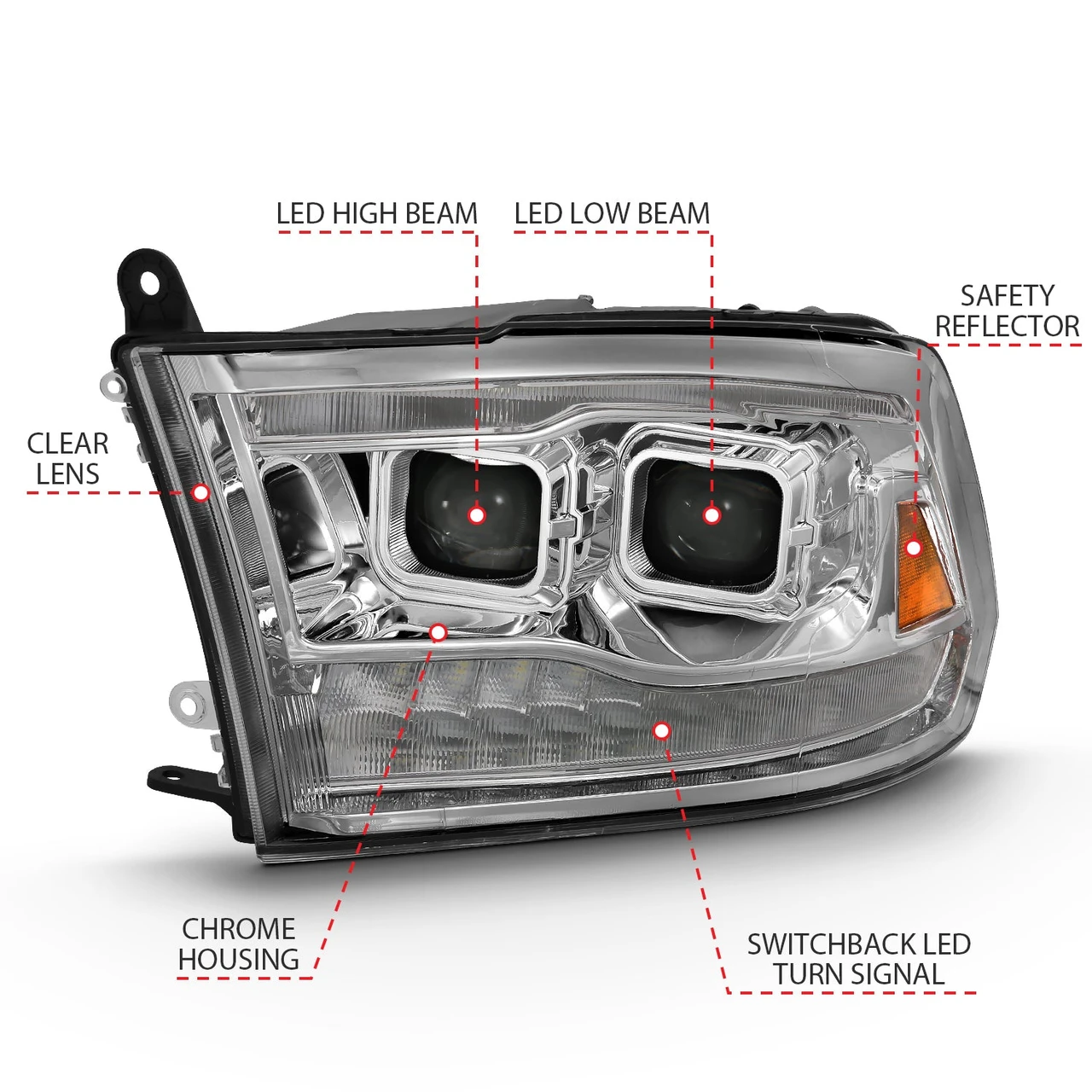 Anzo USA 09-18 RAM 1500/2500/3500 Chrome S.Back Headlights (ANZ111465) — product image 7