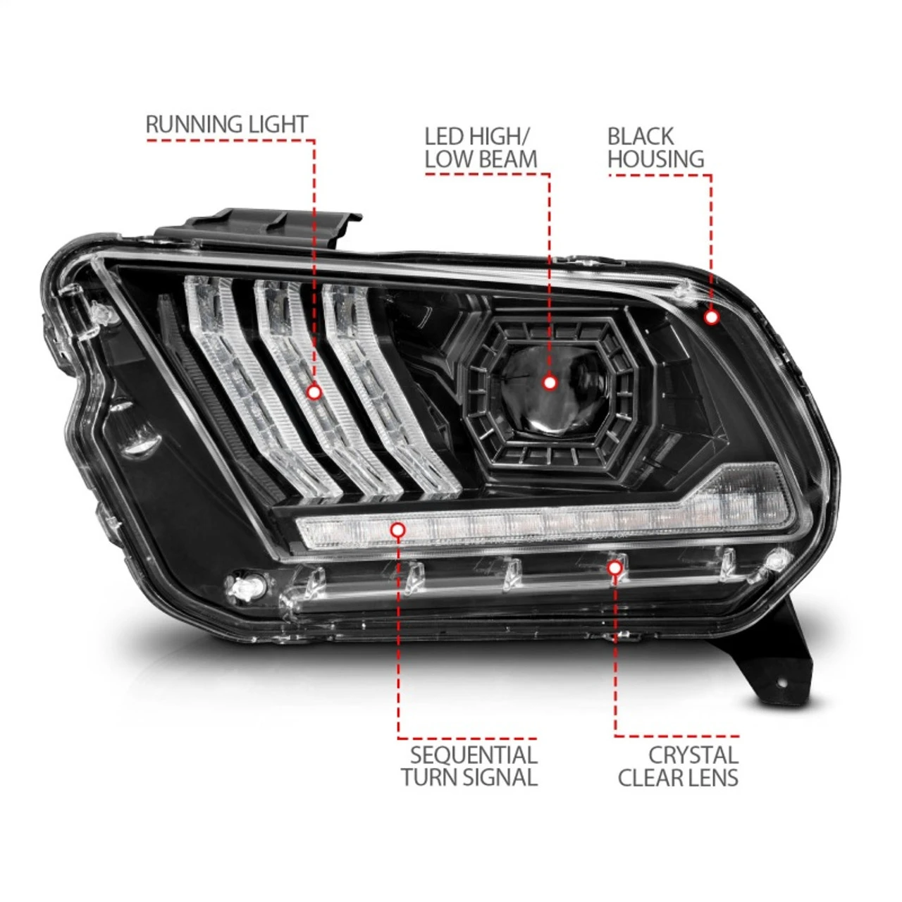 Anzo USA 13-14 Mustang Black Light Bar Style Headlights (ANZ121572) — product image 5