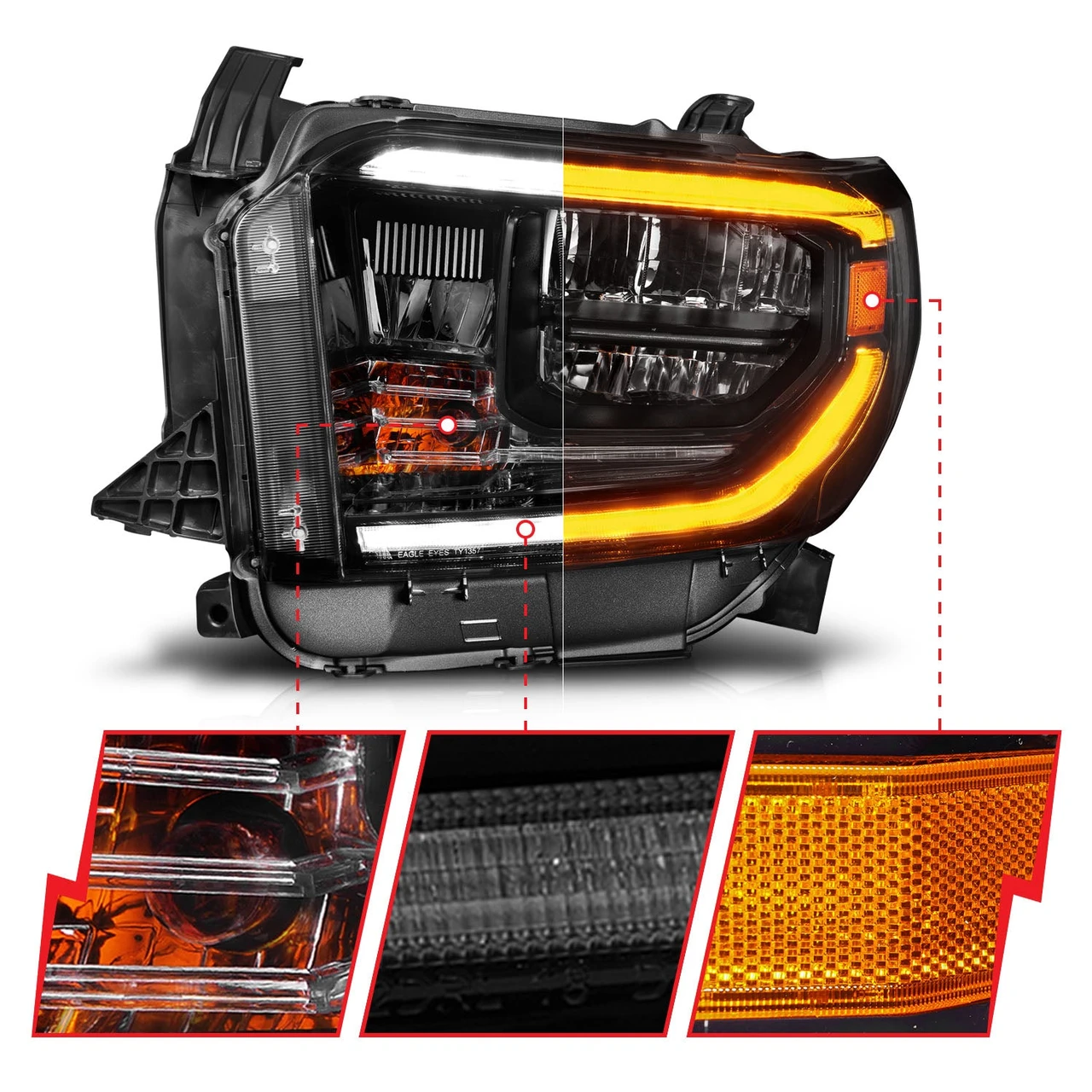 Anzo USA 14-21 Tundra Black Switchback LED Headlights (ANZ111533) — product image 5