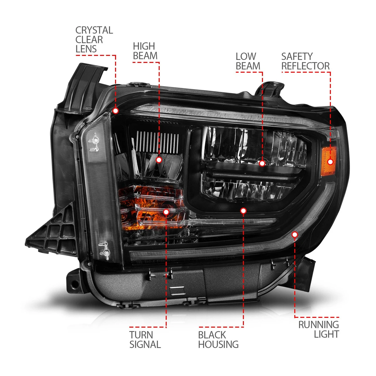 Anzo USA 14-21 Tundra Black Switchback LED Headlights (ANZ111533) — product image 6