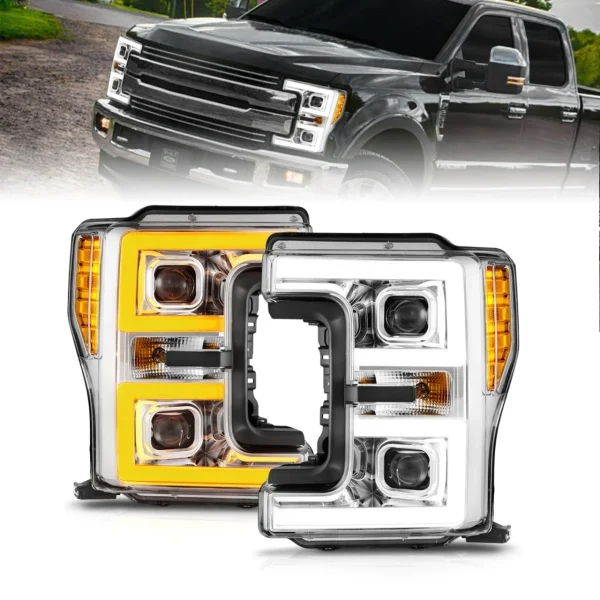 Anzo USA 17-19 F-250/F-350/F-450 Chrome Plank Headlights (ANZ111578)