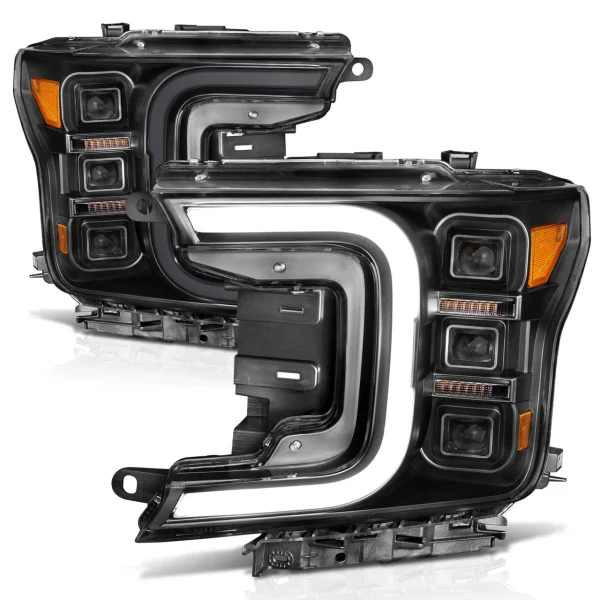 Anzo USA 18-20 F150 Black C-Bar Headlights w/ Halogen (ANZ111520)