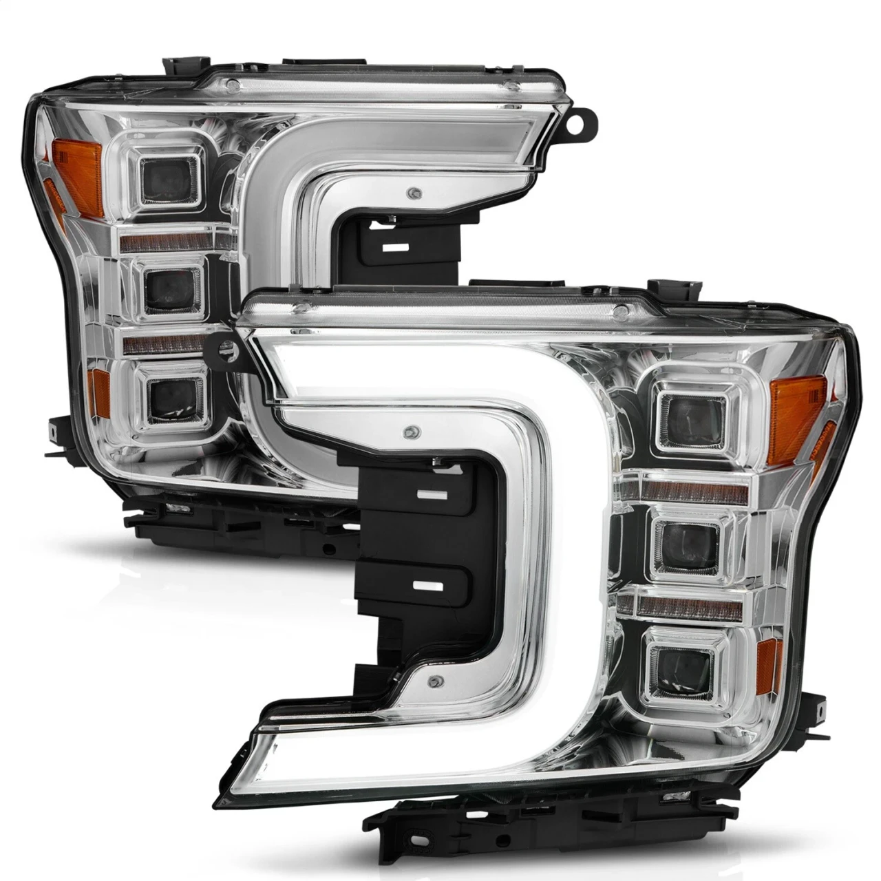 Anzo USA 18-20 F150 Chrome Headlight w/Light Bar & Halogen (ANZ111521) — product image 2