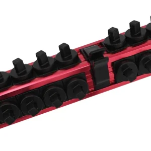 ASTRO 1/4? Drive V12 Locking Magnetic Socket Organizer for 22 Sockets + Ratchet  Red