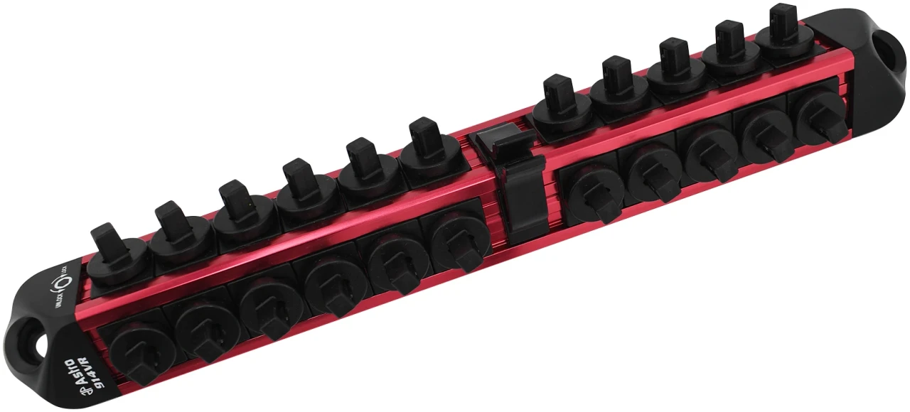 ASTRO 1/4? Drive V12 Locking Magnetic Socket Organizer for 22 Sockets + Ratchet Red