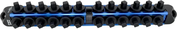 ASTRO 3/8? Drive V12 Locking Magnetic Socket Organizer for 24 Sockets + Ratchet  Blue