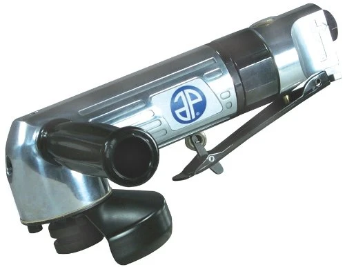 Astro silver angle grinder with black side handle and throttle lever