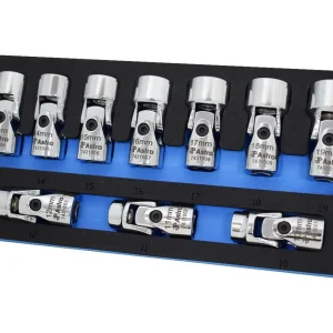 Astro Pneumatic 10-Piece 3/8 Inch Drive Flex Socket Set 6 Point Metric Chrome (74310)