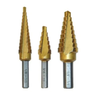 Astro Pneumatic Titanium Step Drill Bit Set with Multiple Hole Sizes (9445)